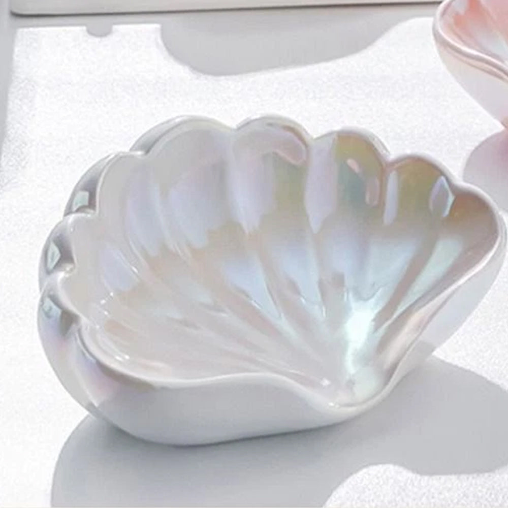 Ceramic Seashell Soap Box – Draining Non-Slip Soap Dish for Bathroom Accessories