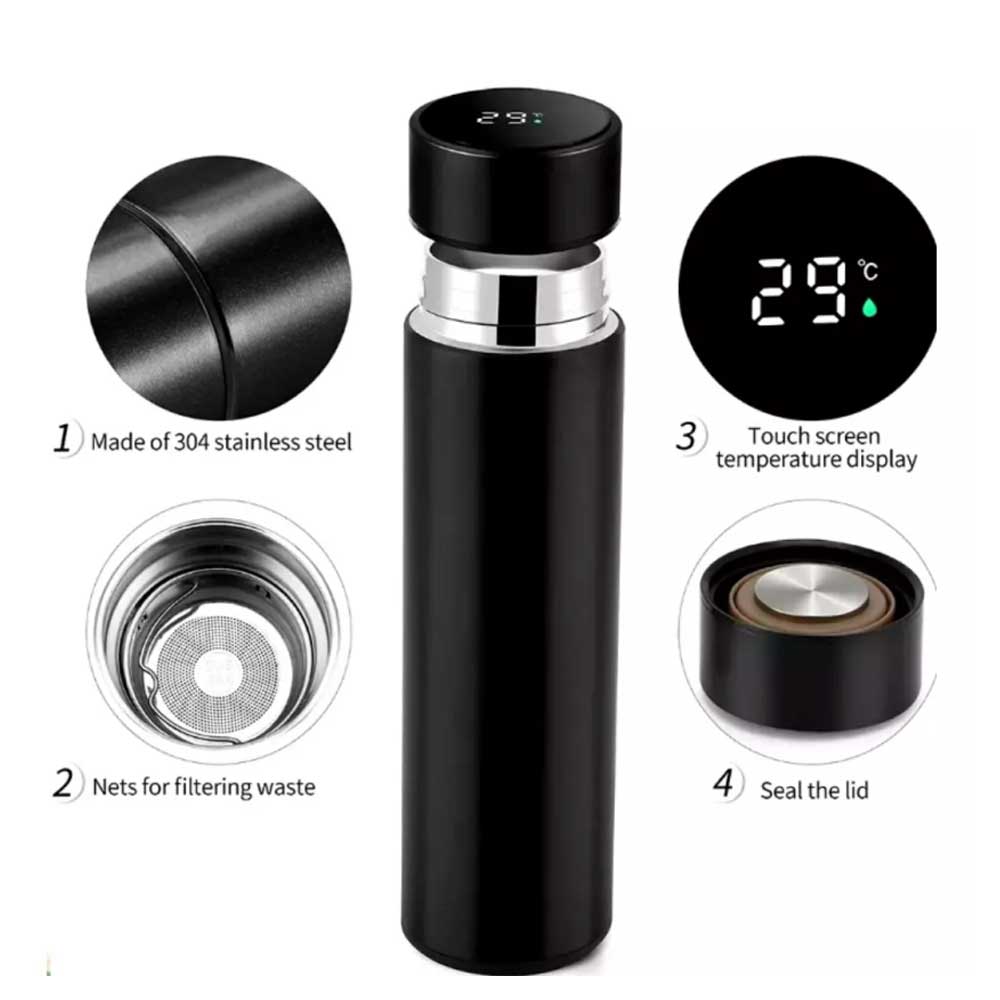 Stainless Steel Vacuum Cup Smart Insulated Mug Thermos Bottle LED Display 500ml