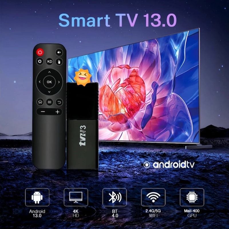 4K Smart TV Stick - Android 13, Dual-Band WiFi, Bluetooth Media Player with Voice Control