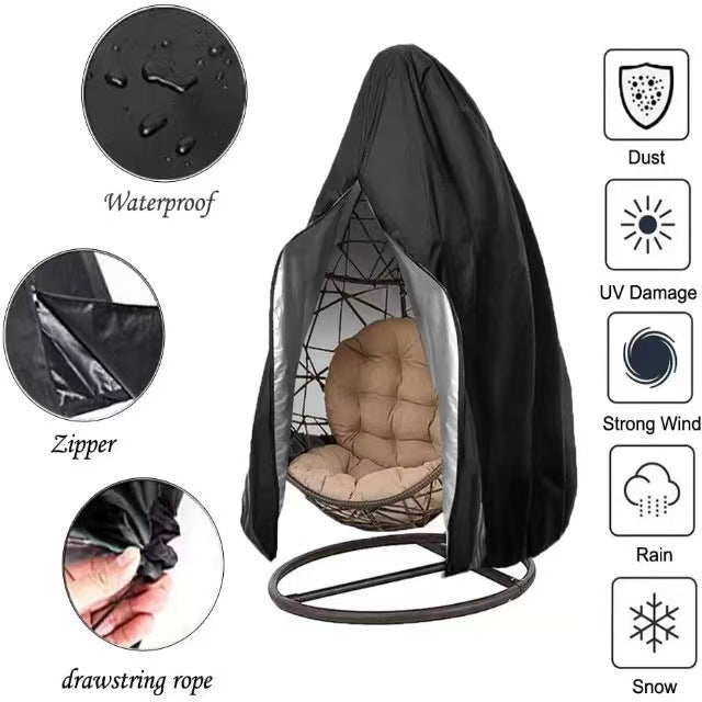 Outdoor Hanging Egg Chair Cover - Waterproof 210D Oxford Fabric Dust & Rain Protection