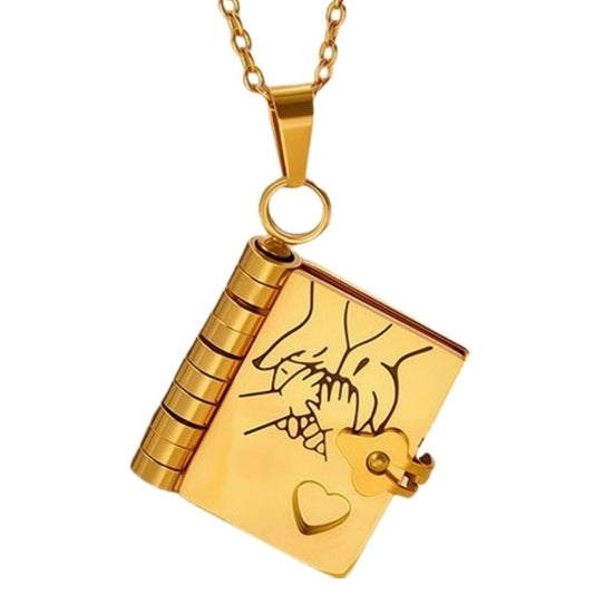 New Openable Pages Book Pendant Necklace with Engraved Information for Daughter
