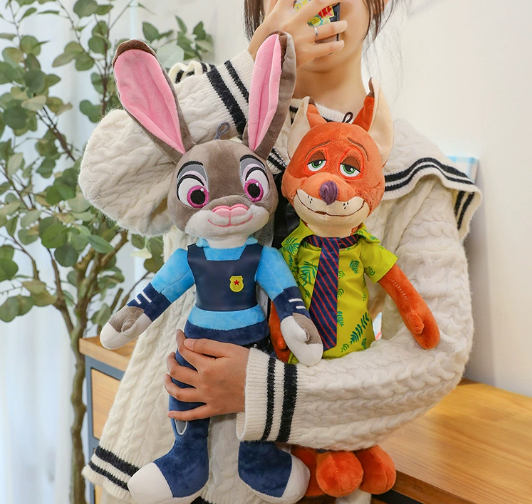Fox & Rabbit Soft Plush Dolls - Anime Cartoon Stuffed Figure Hugging Toys