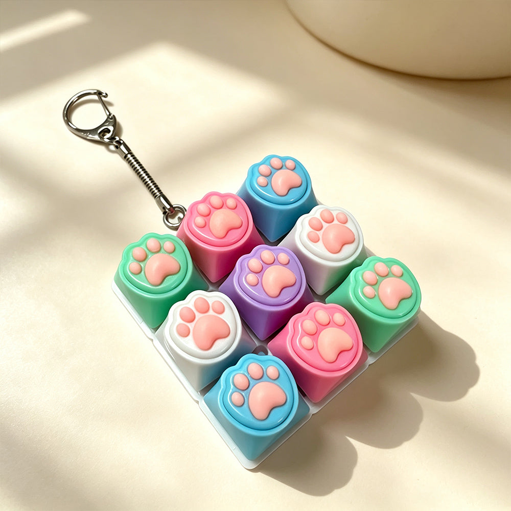 9-Key Keyboard Clicker Toy – Clicky Fidget Keychain for Stress Relief & Focus