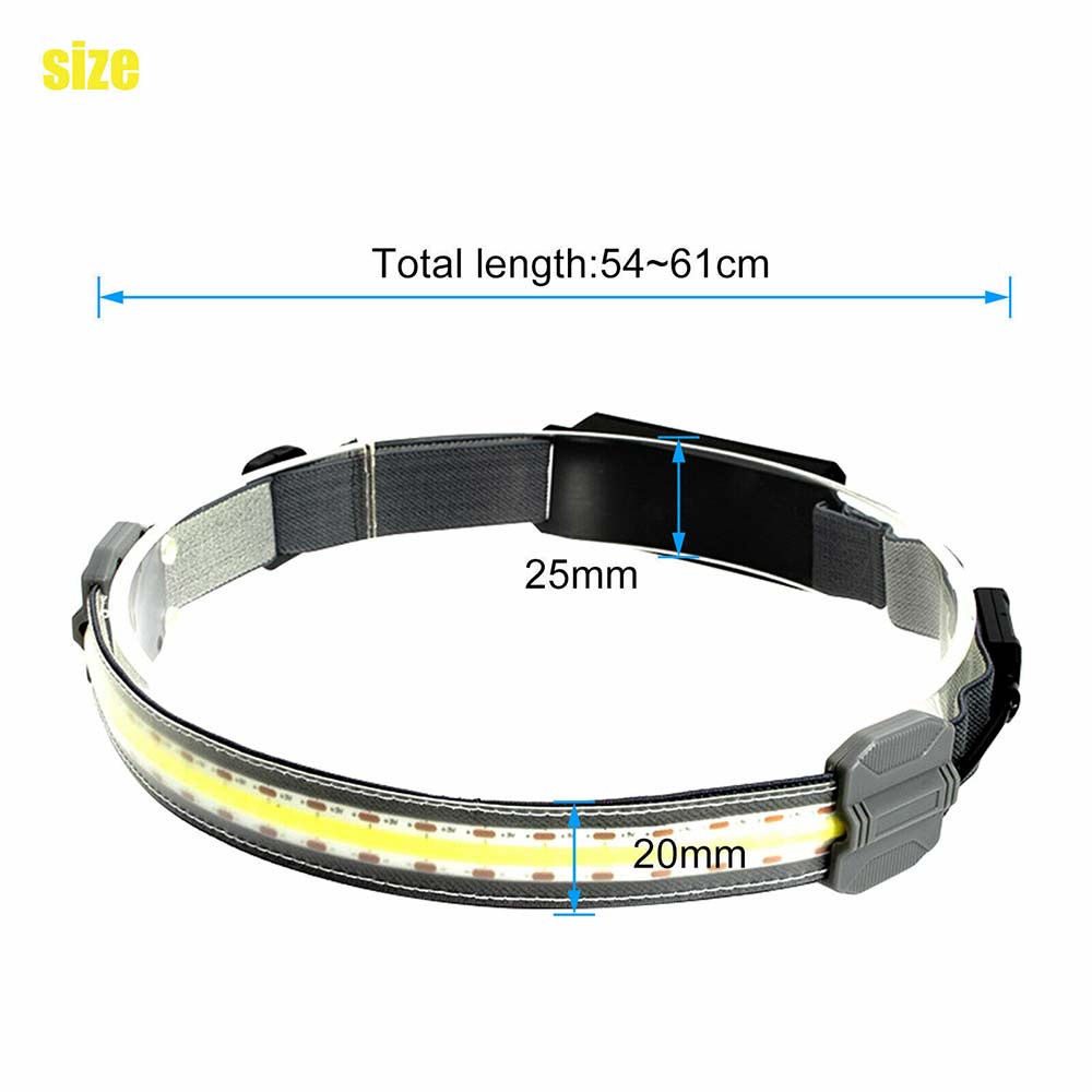 COB LED Headlamp Torch Flashlight Work Light Bar Head Band Lamp USB Charging