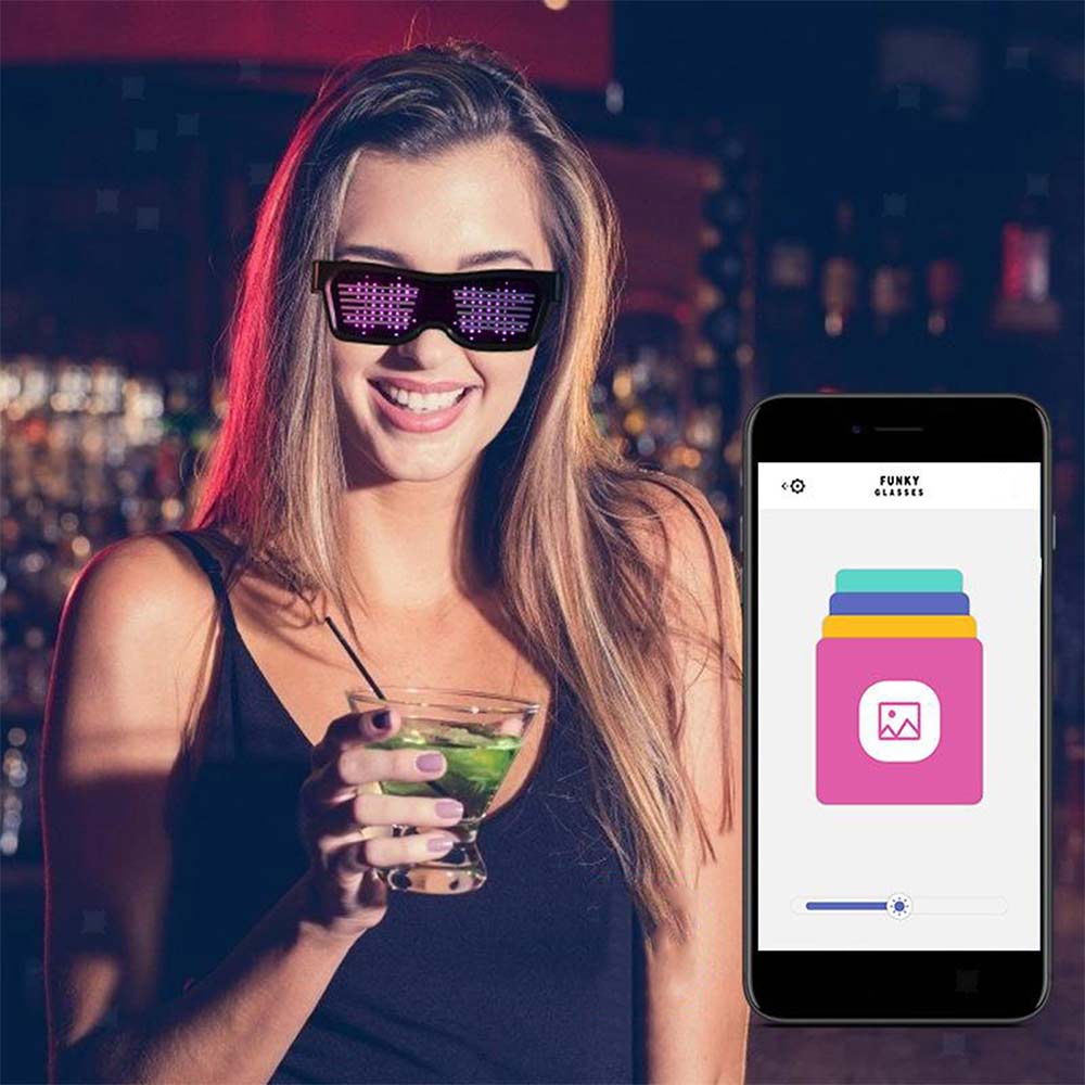 Bluetooth LED Eye Glasses APP Control for Raves Birthday DJ EDM Display Text