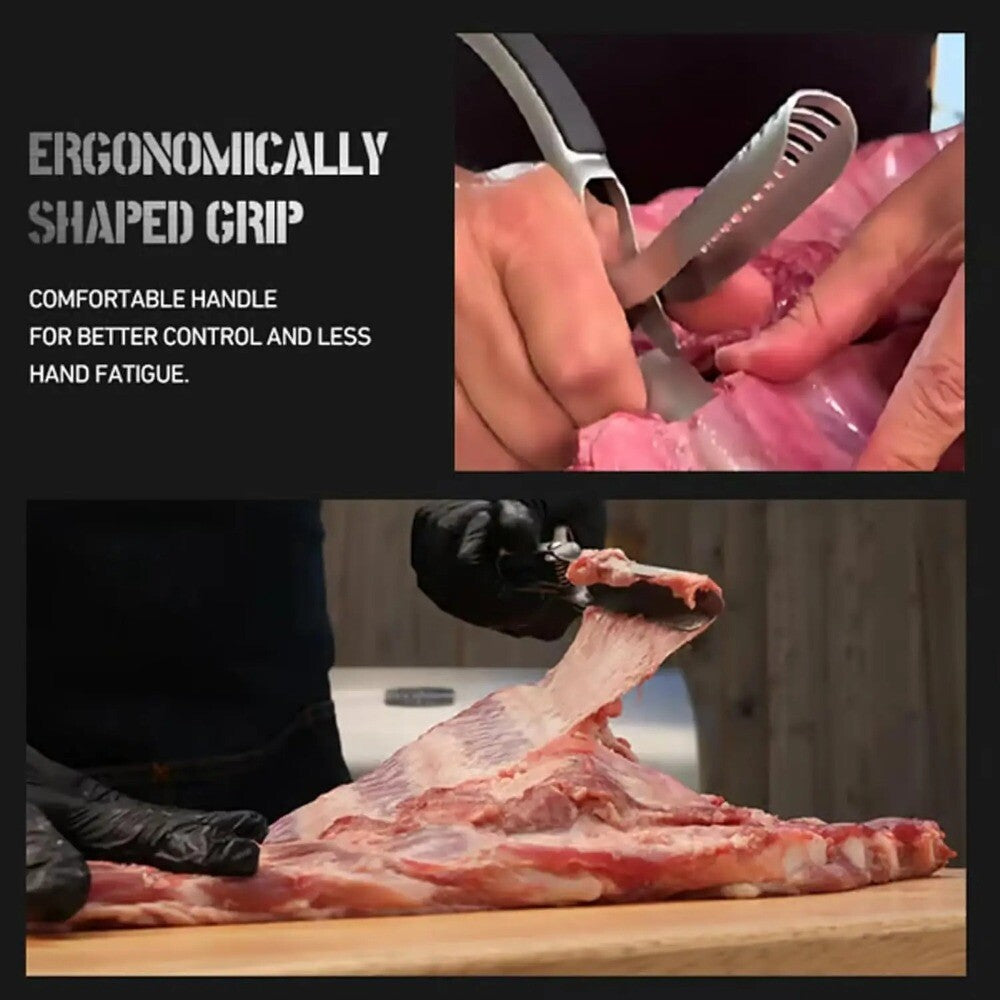 BBQ Easy Rib Membrane Removal Tool – Stainless Steel Meat Peeler for Beef & Pork