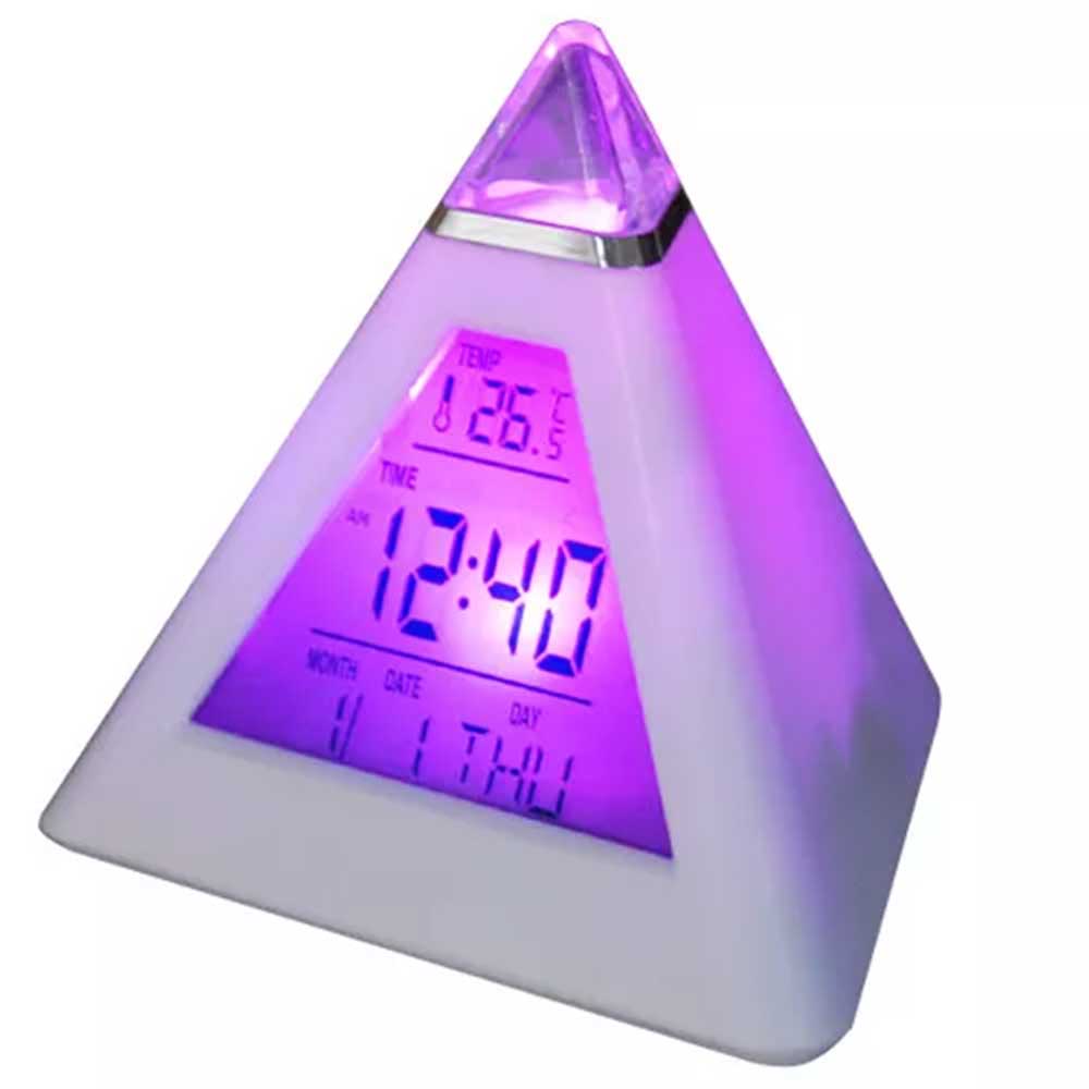 Pyramid LED Color Changing Alarm Clock Triangle Colorful Alarm Clock Gift