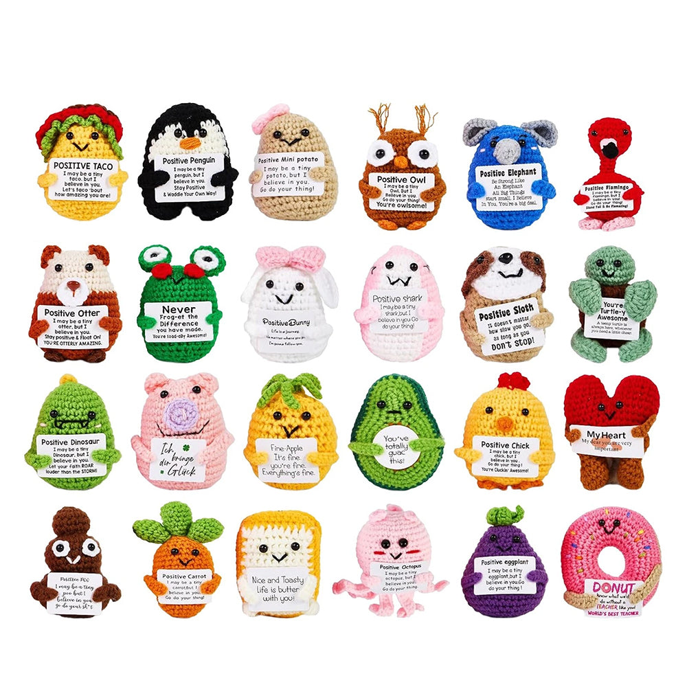 2025 Positive Crochet Advent Calendar 24 Days of 2D Crochet Animal Ornaments Inspirational Christmas Countdown Gift