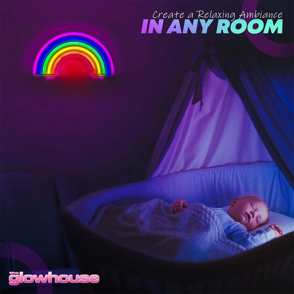 Rainbow LED Neon Light Stand - Colourful Wall Desk Lamp Room Decor