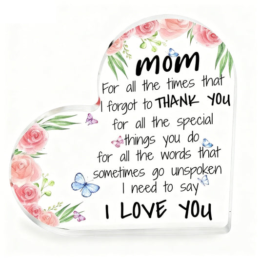 Heart Shaped Acrylic Plaque for Mum - Unique Mother's Day & Christmas Gift