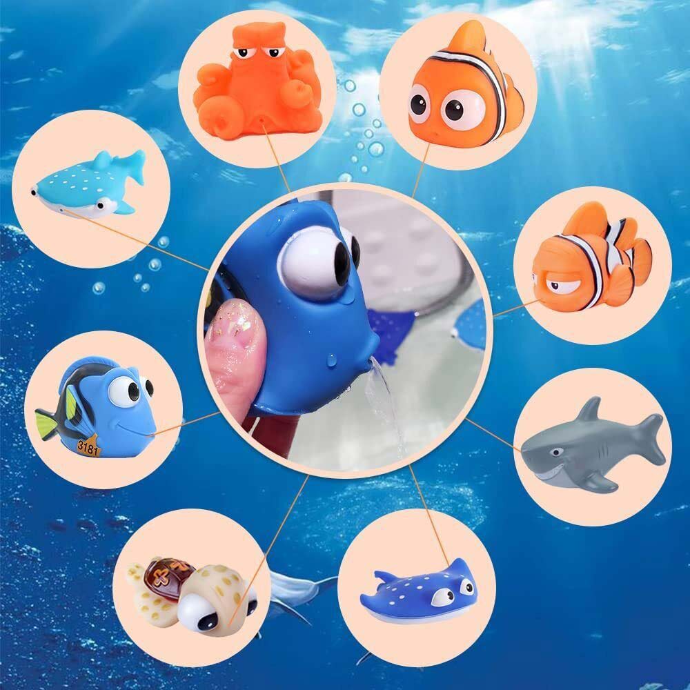 8PCS Sea Animal Bath Toys – Floating Squirt Toy Set for Bathtub Fun