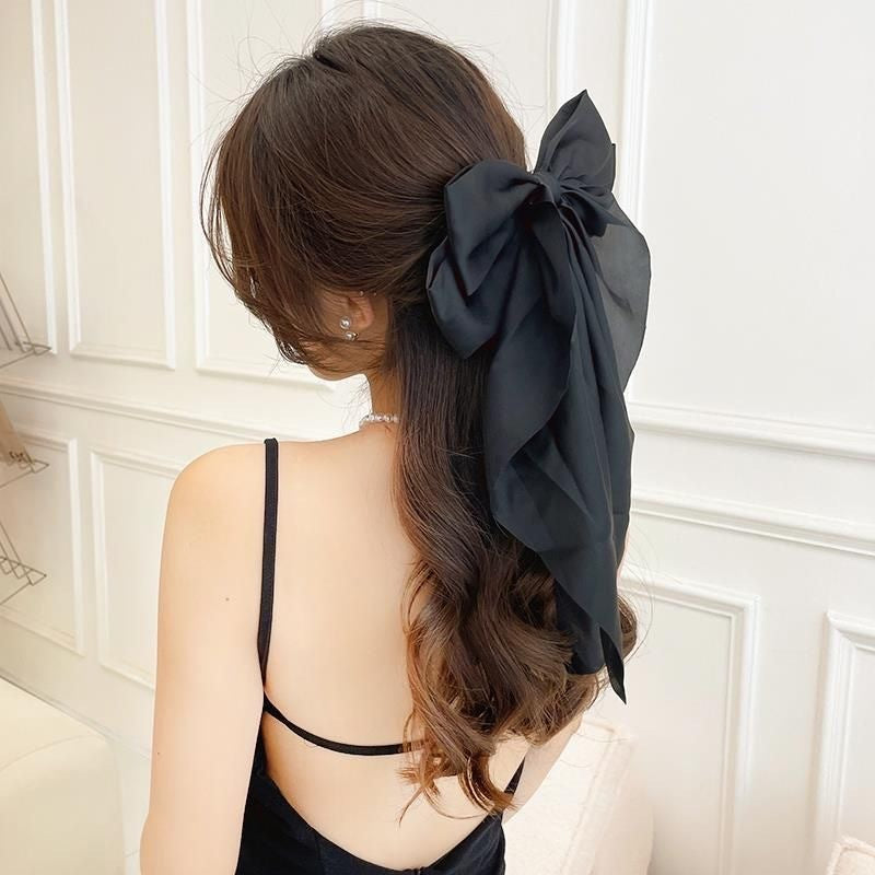 Large Bow Hair Clip – Satin Ribbon Barrette for Women & Girls, Hairpin Headwear