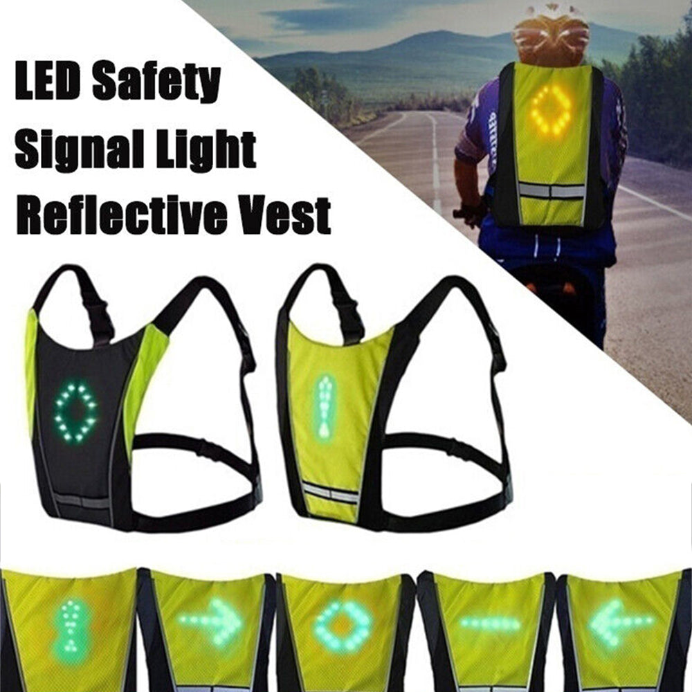 Wireless LED Signal Light Reflective Vest Backpack Remote Control Safety