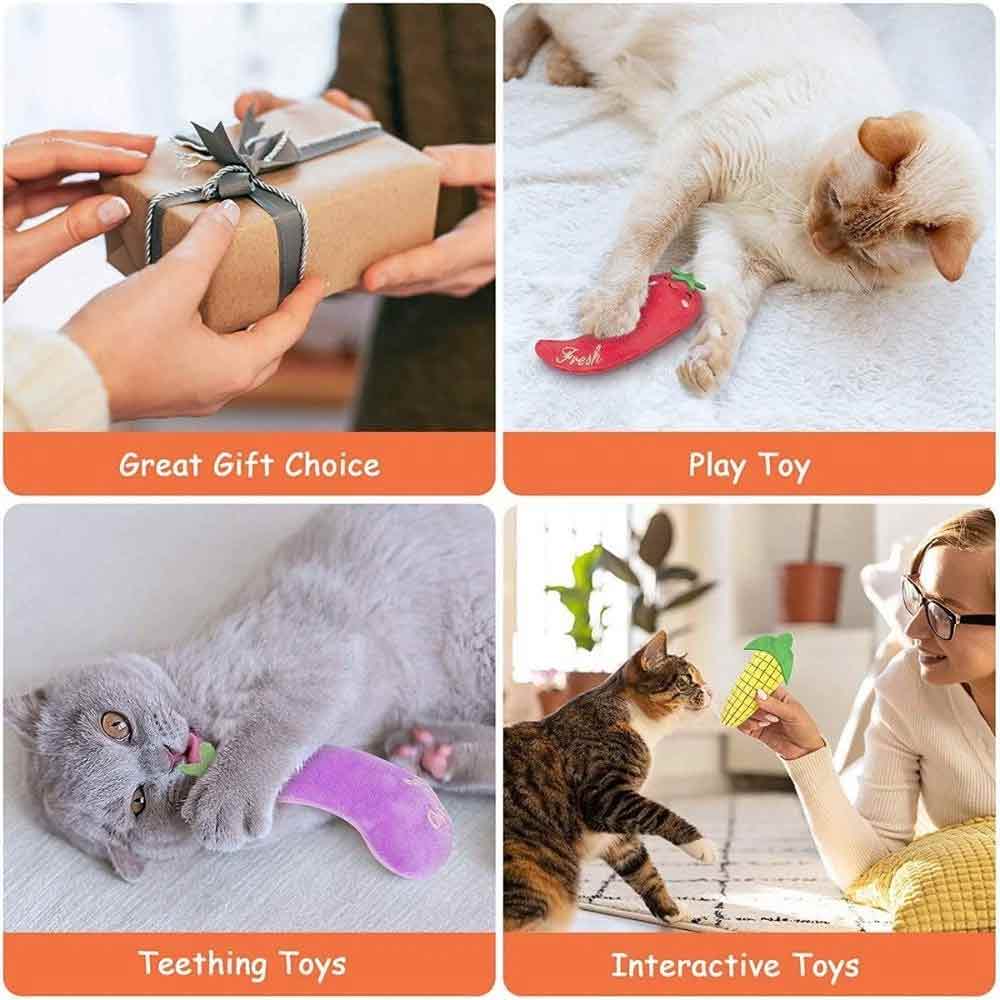 5-Piece Teeth Grinding Catnip Toys – Funny Interactive Plush Cat Chewing Vocal Toy Set