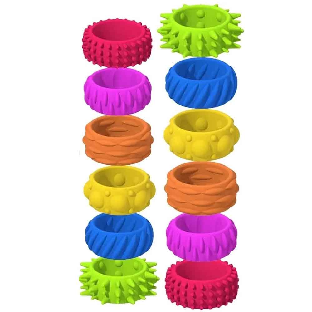 12-Pack Fidget Sensory Rings – Textured, Multicolor Stress Relief for Adults & Teens