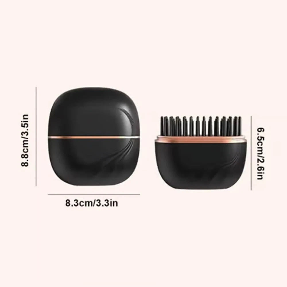 2-in-1 Cordless Mini Hair Straightener Brush | Portable Straightening & Styling Tool with 3 Temperature Settings