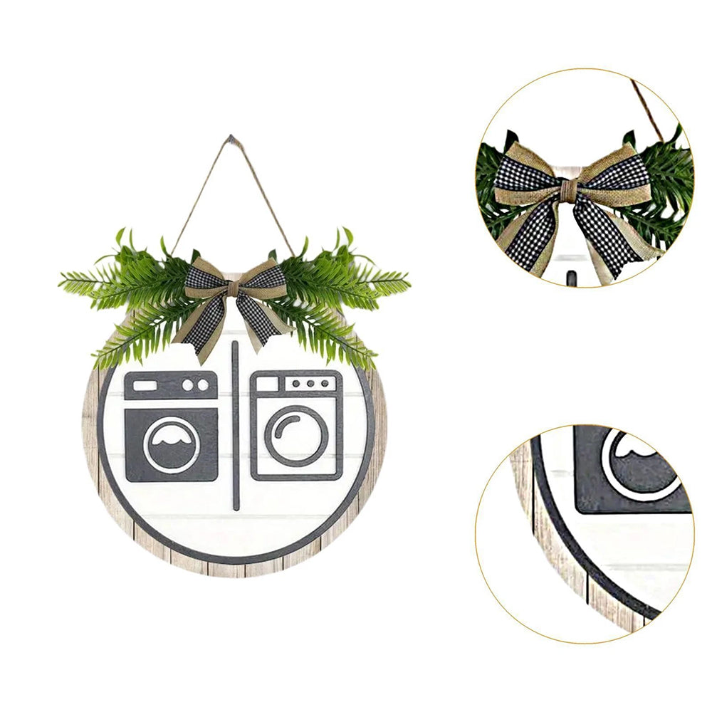 Wooden Laundry Room Sign – Wall Decor Washing Machine Sign for Bathroom Wall