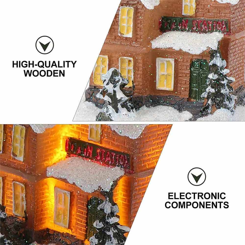 Resin Small House Christmas Decoration Micro Landscape LED Resin House Xmas Gift