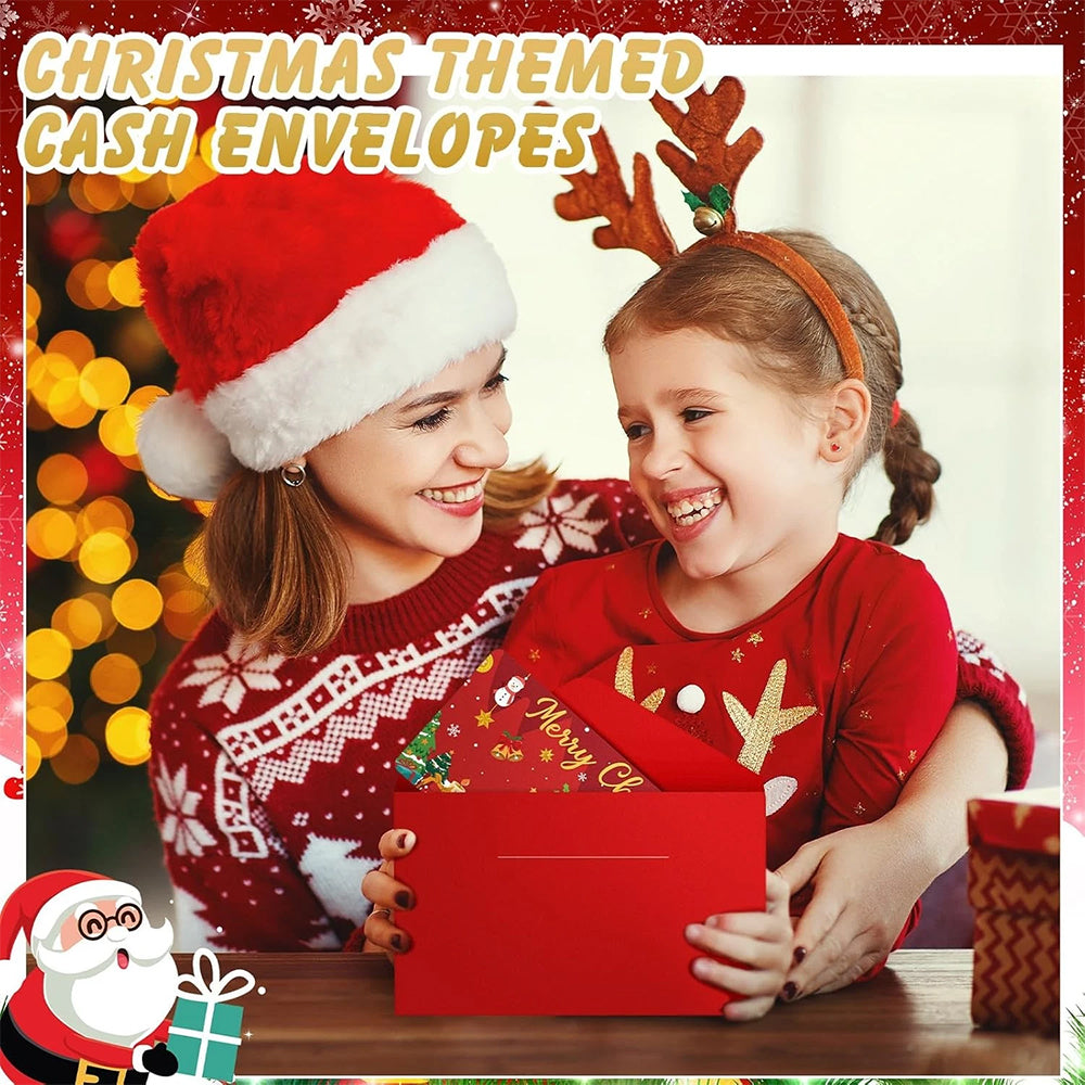 6-Pack Christmas Money Envelopes - Santa Design, 10-Slot Cash & Card Holder