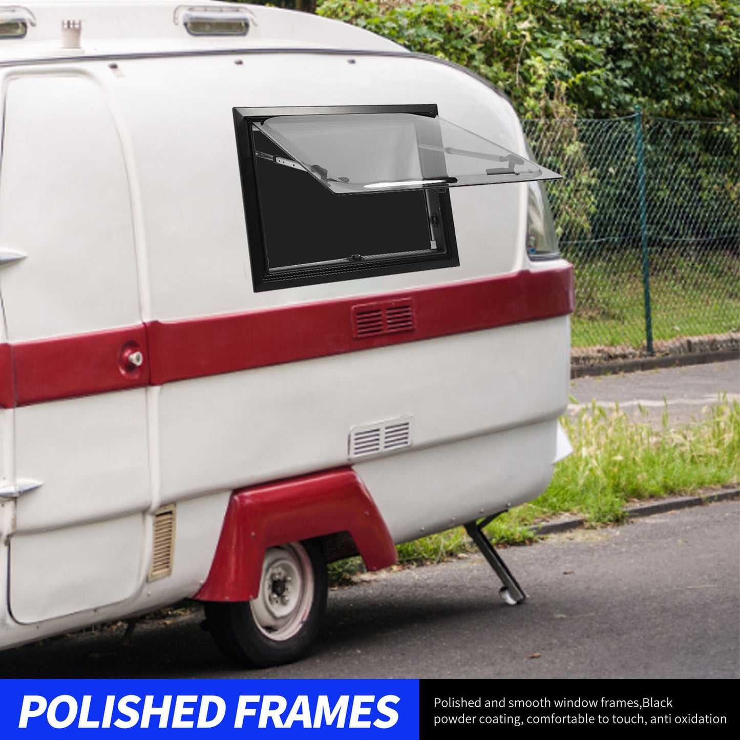 RV Caravan Square Push Out Flat Window Locking Handle with Strut Fitting