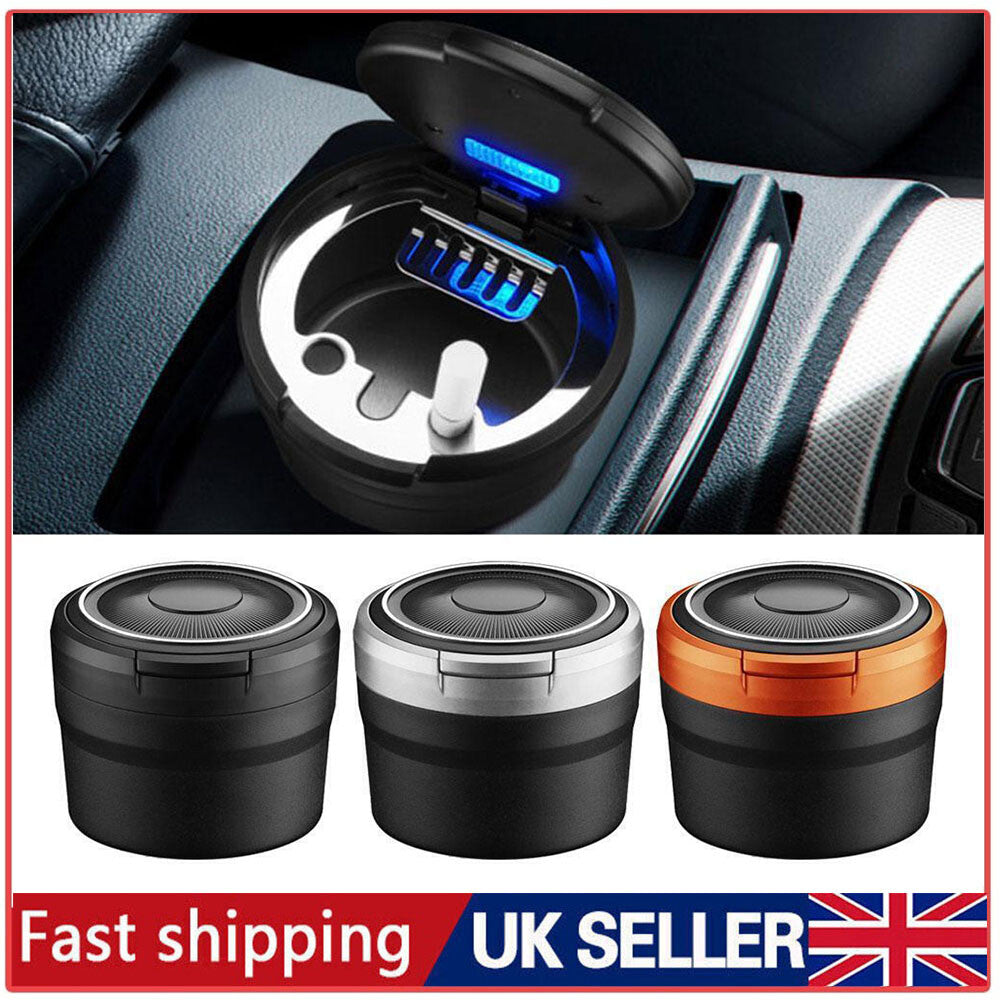 Auto Car Ashtray Cigarette Cup Ash Holder LED Lid Self Extinguishing Ash Tray