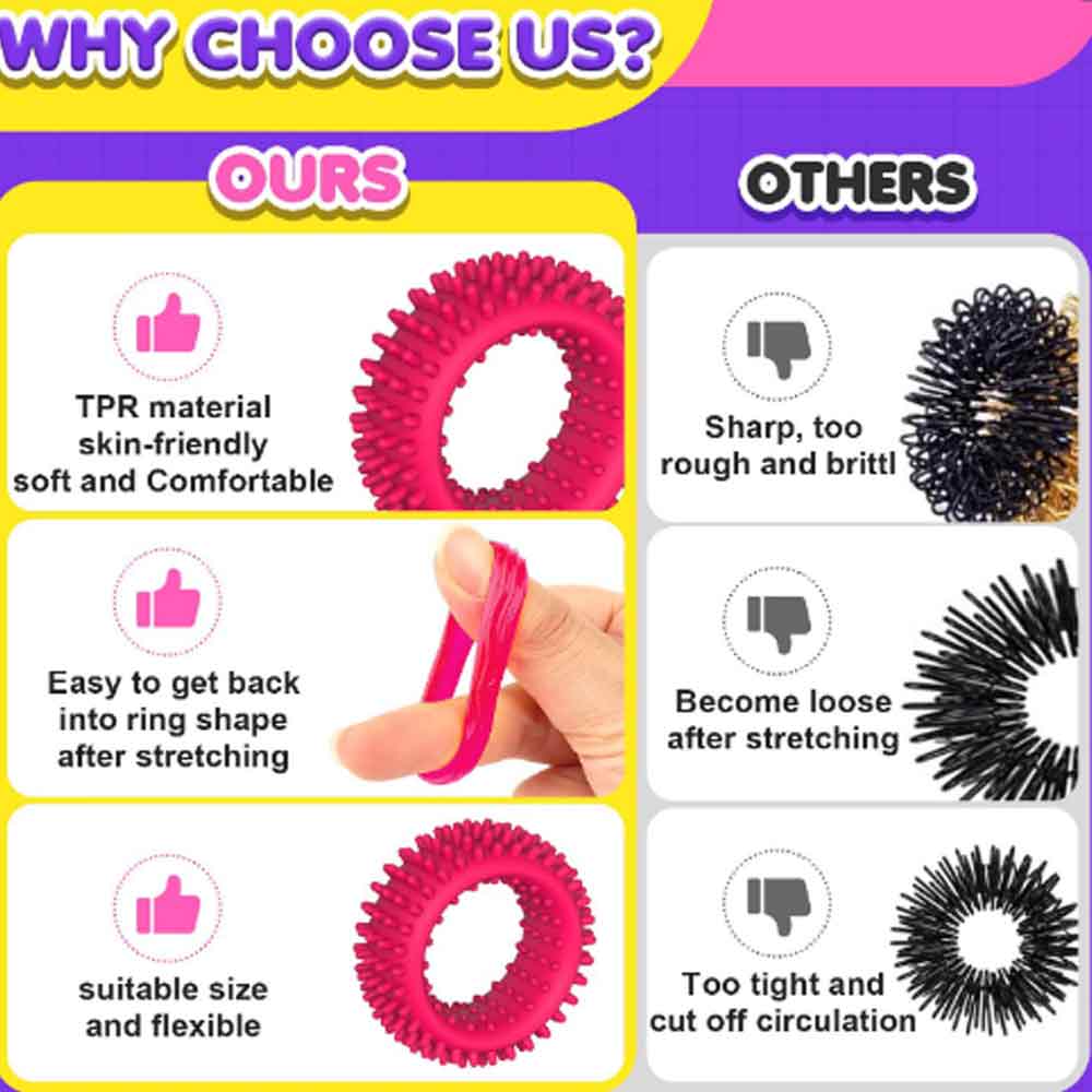 12-Pack Fidget Sensory Rings – Textured, Multicolor Stress Relief for Adults & Teens