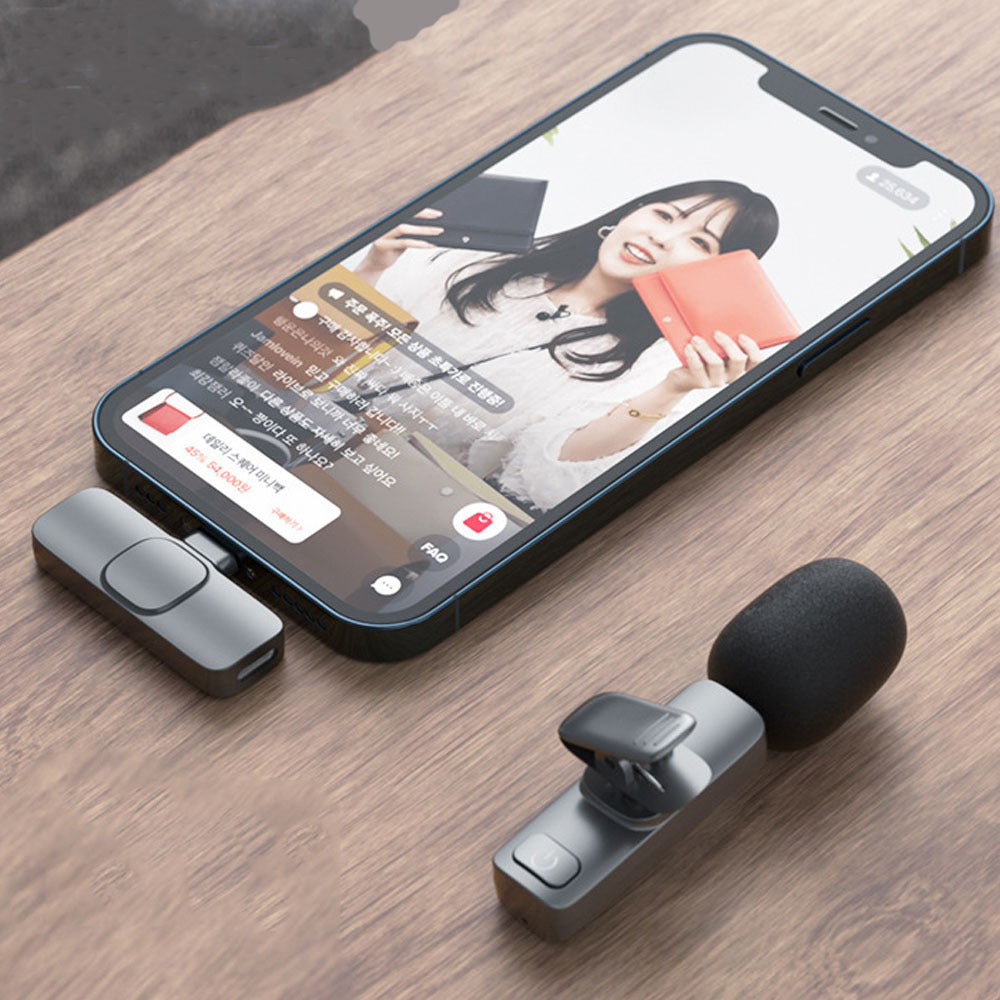 Wireless Lavalier Microphone Mini Mic For Android iPhone ipad Vlog Live Stream