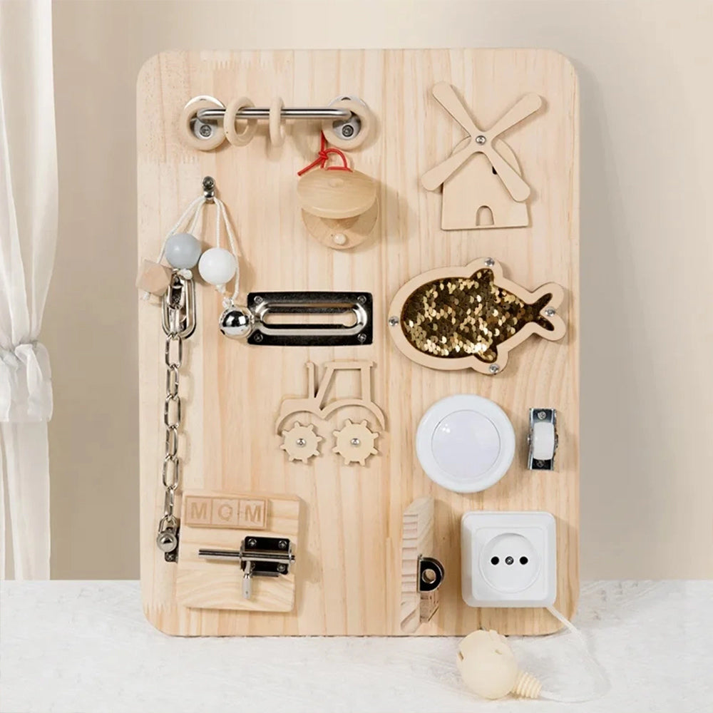 Montessori Busy Board - Educational Fidget Sensory Activity Board for Early Development