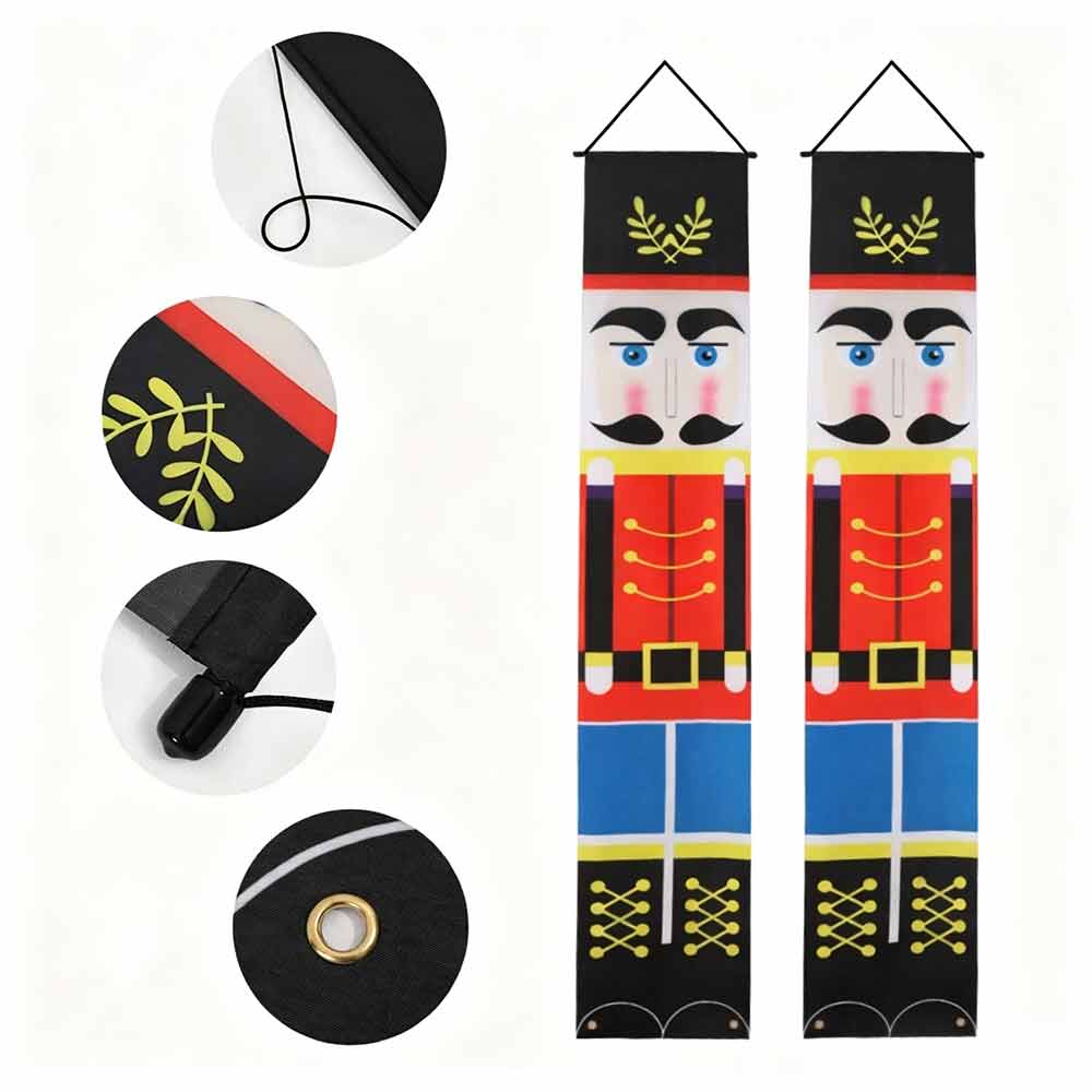 Christmas Soldier Banner Flag – Nutcracker Wall Hanging for Party & Home Decor 180x30cm