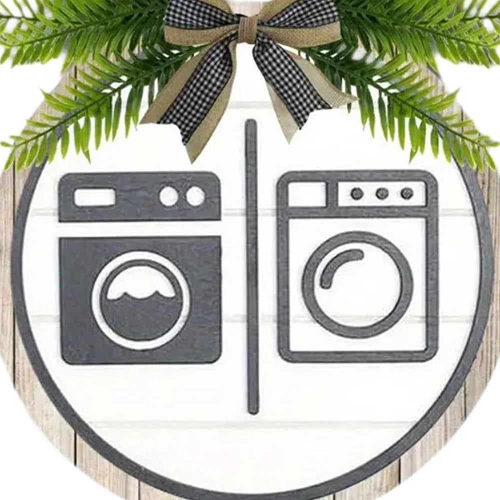 Wooden Laundry Room Sign – Wall Decor Washing Machine Sign for Bathroom Wall
