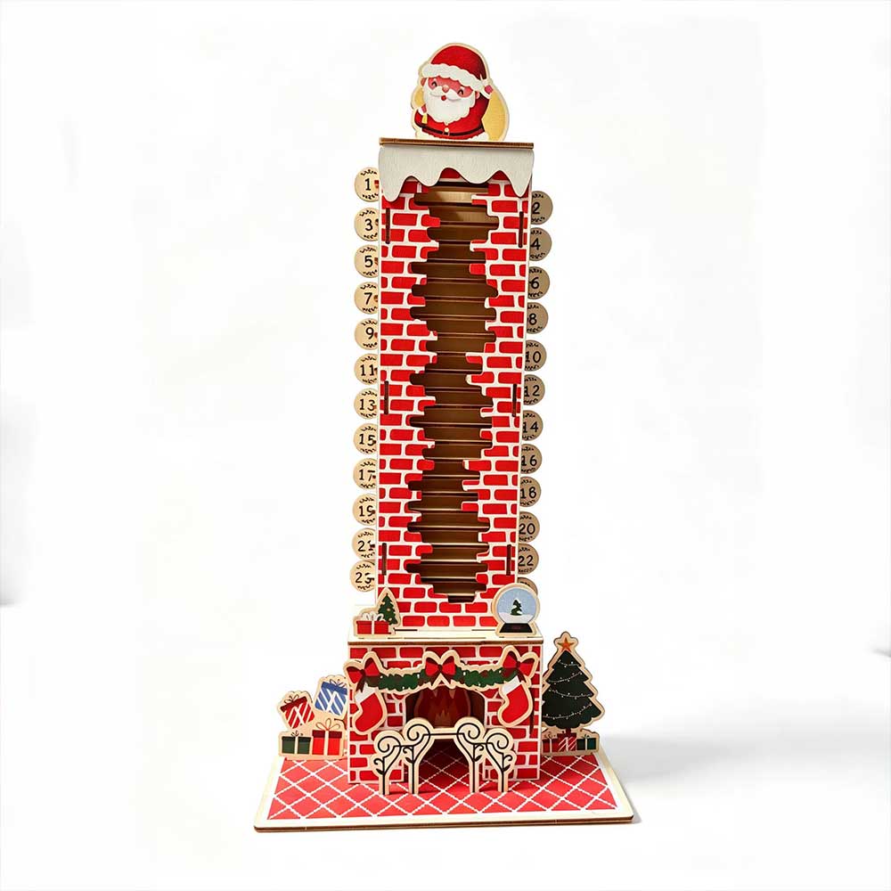 24-Day Santa Chimney Advent Calendar – Wooden Christmas Countdown Puzzle
