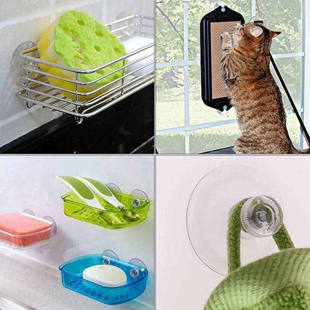 10PCS Strong Suction Cups with M4 Screw Rod Knurled Hook Clear Kitchen Glass