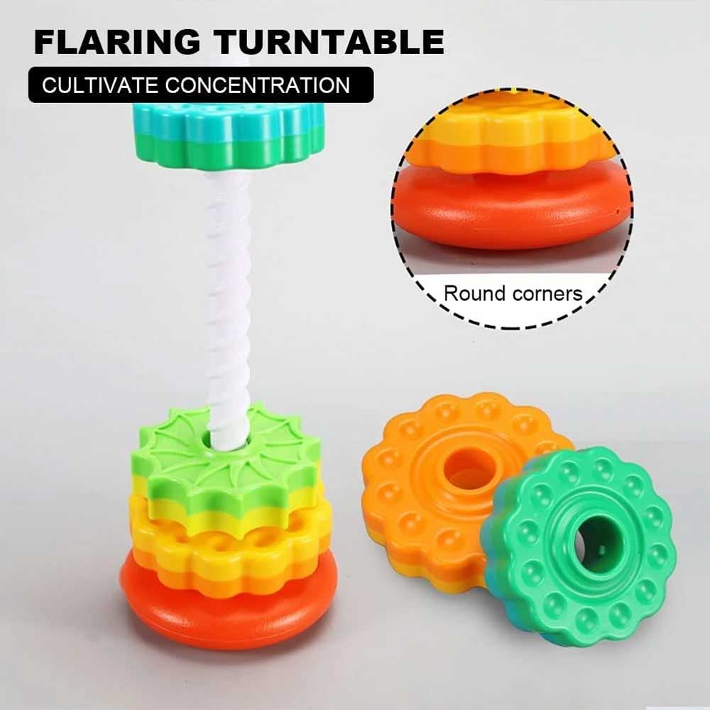 Rainbow Spinning Stacking Toy - Rotating Gear Tower for 12M+