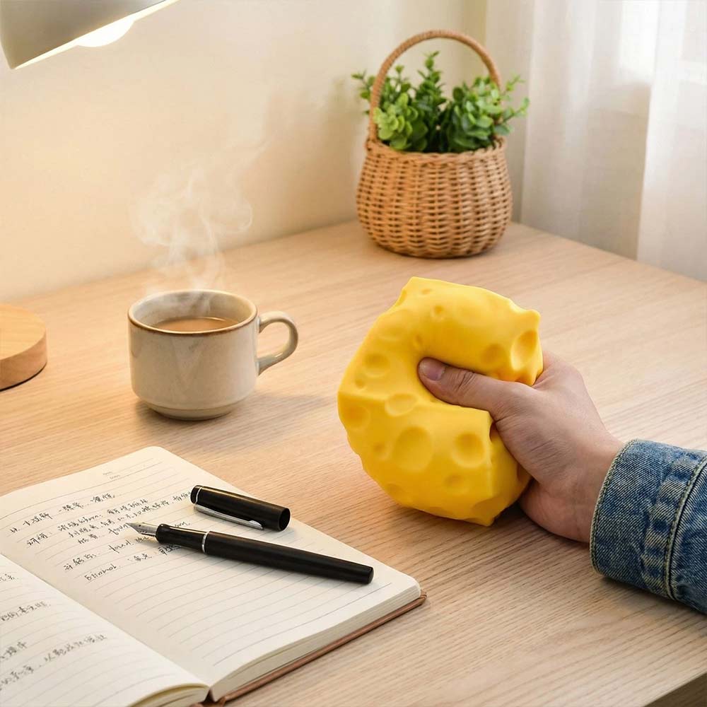 Extra Large Squishy Cheese Stress Relief Toy - Soft Novelty Simulation Cheese  Prop