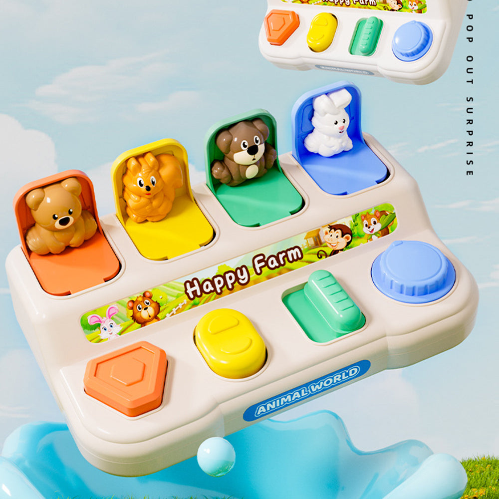 Push Slide Twist Flip Toy – Montessori Pop Up Animals Sensory Interactive
