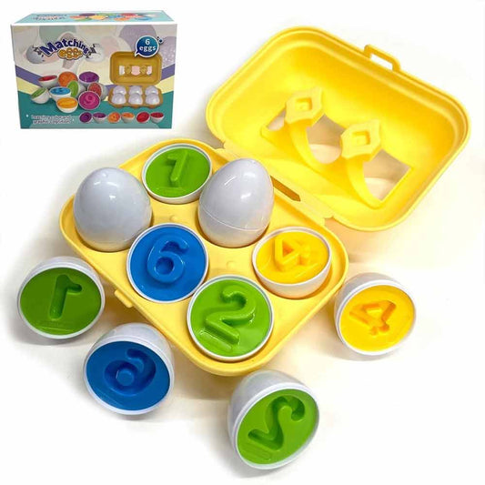 6-Piece Matching Eggs – Colour Number Sorter, Montessori Sensory Puzzle