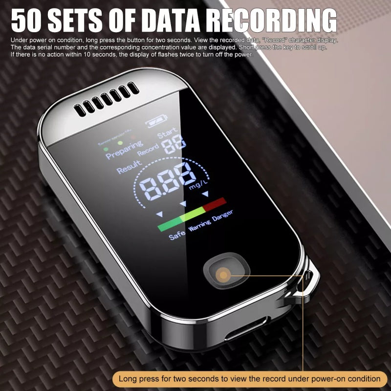 Professional LCD Digital Breath Alcohol Tester – Police-Grade Portable Breathalyzer with Data Memory