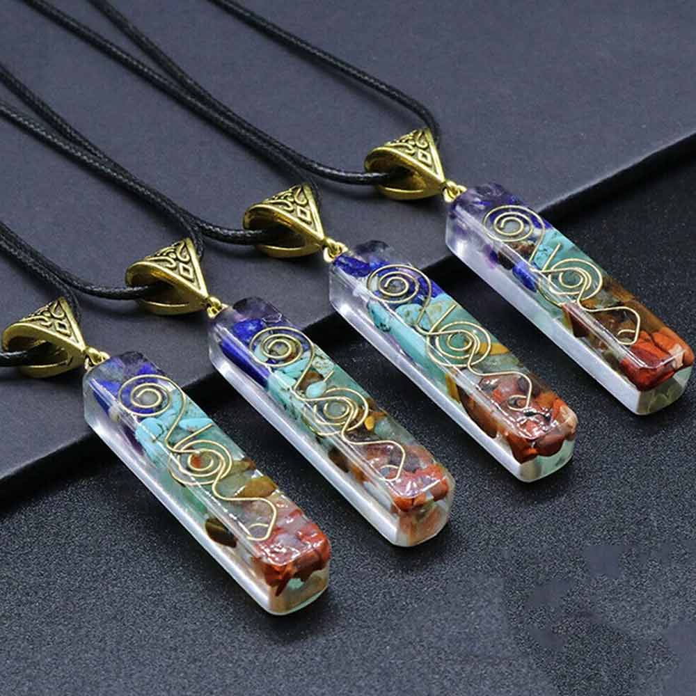 7 Chakra Crystal Necklace –1PC  Healing Stone Energy Pendant for Yoga & Meditation