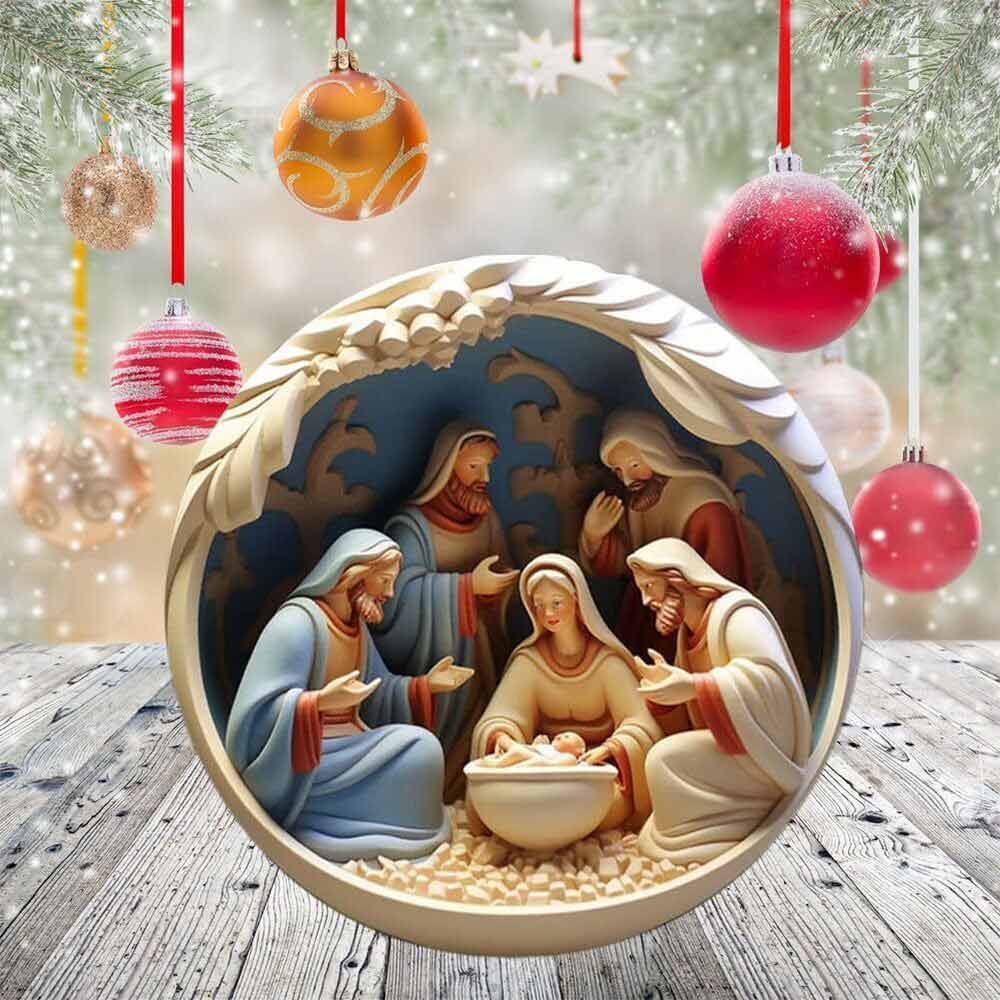 6PCS Nativity Christmas Ornament for Xmas Tree Birth of Jesus Christian Decor