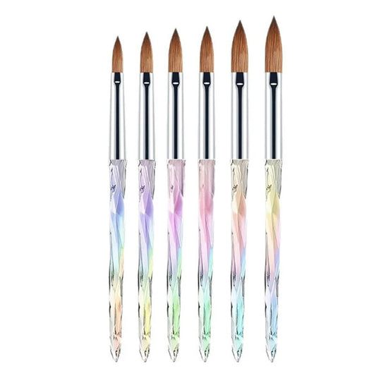 Professional 6Pcs Sable Nail Brushes Set for Acrylic Nails, 3D Carving & Nail Extensions