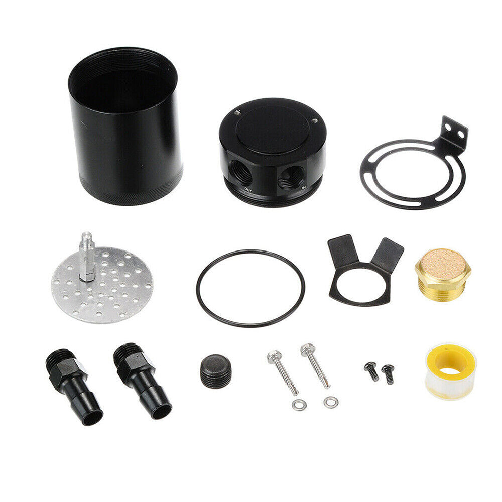 Universal Car Baffled Aluminum Oil Catch Can 2 Port Oil Catch Tank Reservoir