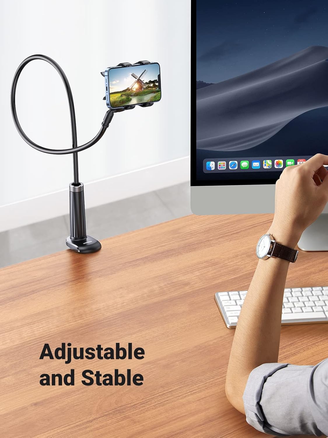 UGREEN Phone Holder for Bed Flexible Clamp Overhead Long Arm Clip 4-7.2'' Phones