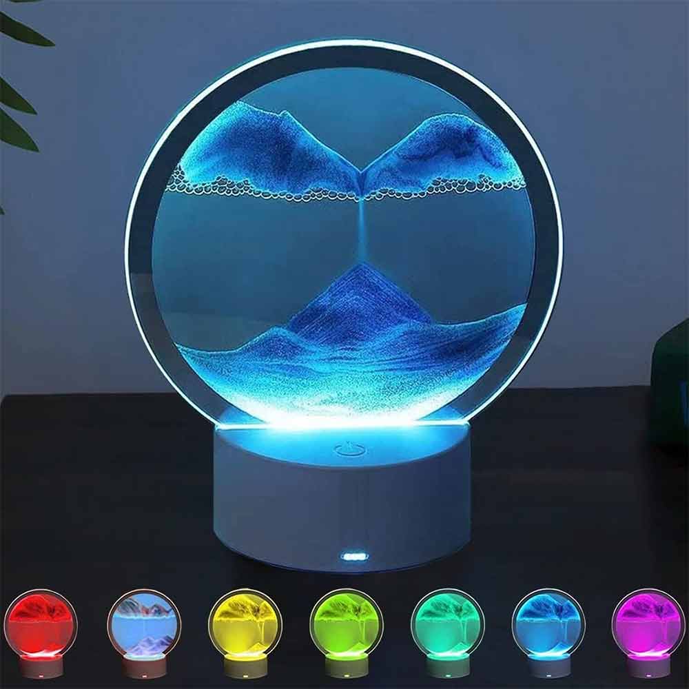 LED Quicksand Lamp – 3D Moving Sand Picture Table Lamp, 16 Color Hourglass