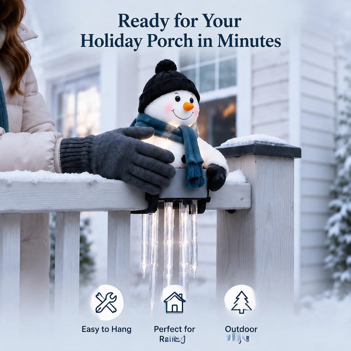 5 LED Solar Santa Icicle Light – IP65 Outdoor Christmas Fence Decoration