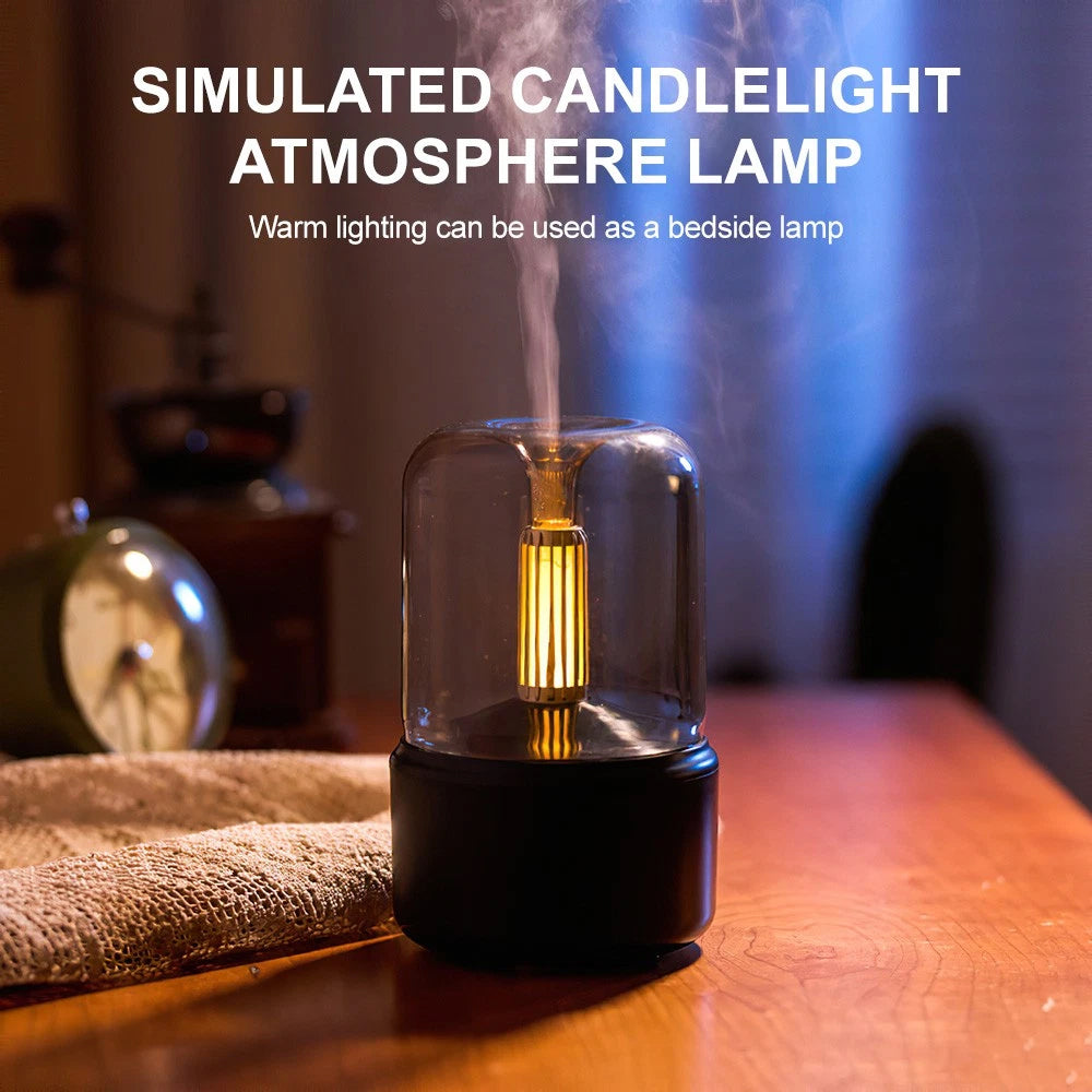 Black Vintage USB Candlelight Aroma Diffuser - 120ml Essential Oil Humidifier