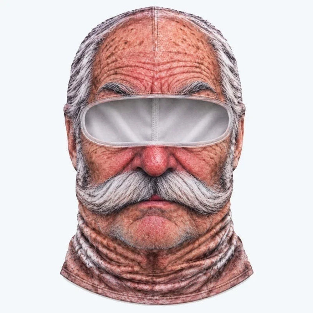 Funny Face Balaclava – 3D Old Man Ski Mask for Motorcycle & Snowboard