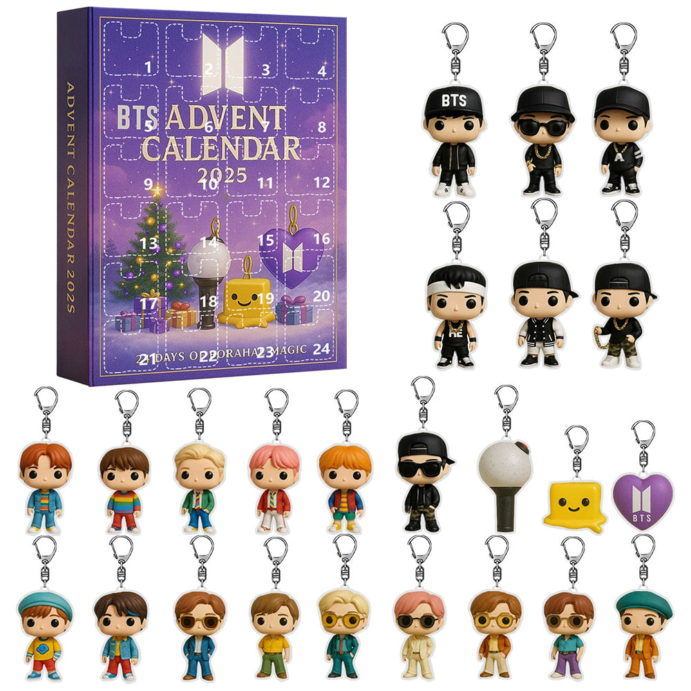 2025 BTS Advent Calendar 2D Acrylic - 24 Days Keychain Toy Christmas Countdown Gift for Fans