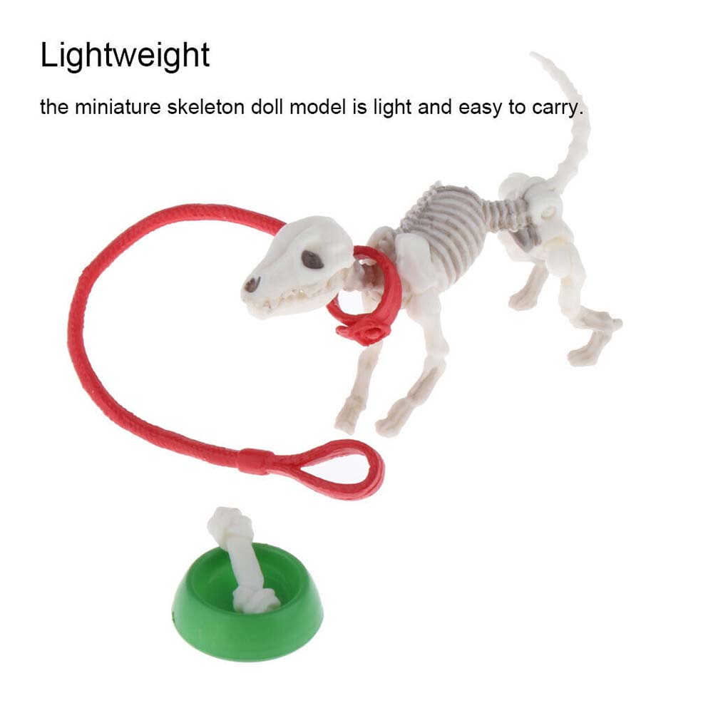 Mini Pose Skeleton Doll Dog Animal Skeleton Bones Halloween Figure Decorations