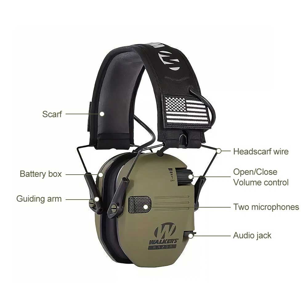 Walker's Electronic Earmuff Shooting Ear Protection Hearing Muff Slim Anti-noise