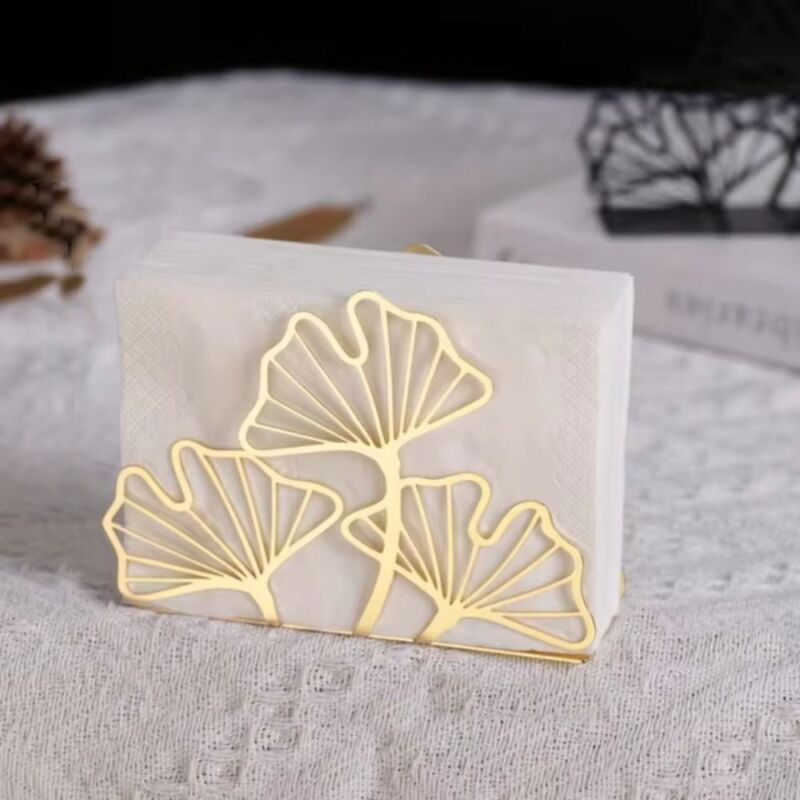 2PCS Ginkgo Leaf Napkin Holder Portable Metal Tissue Holder Iron Tissue Rack For Home Hotel